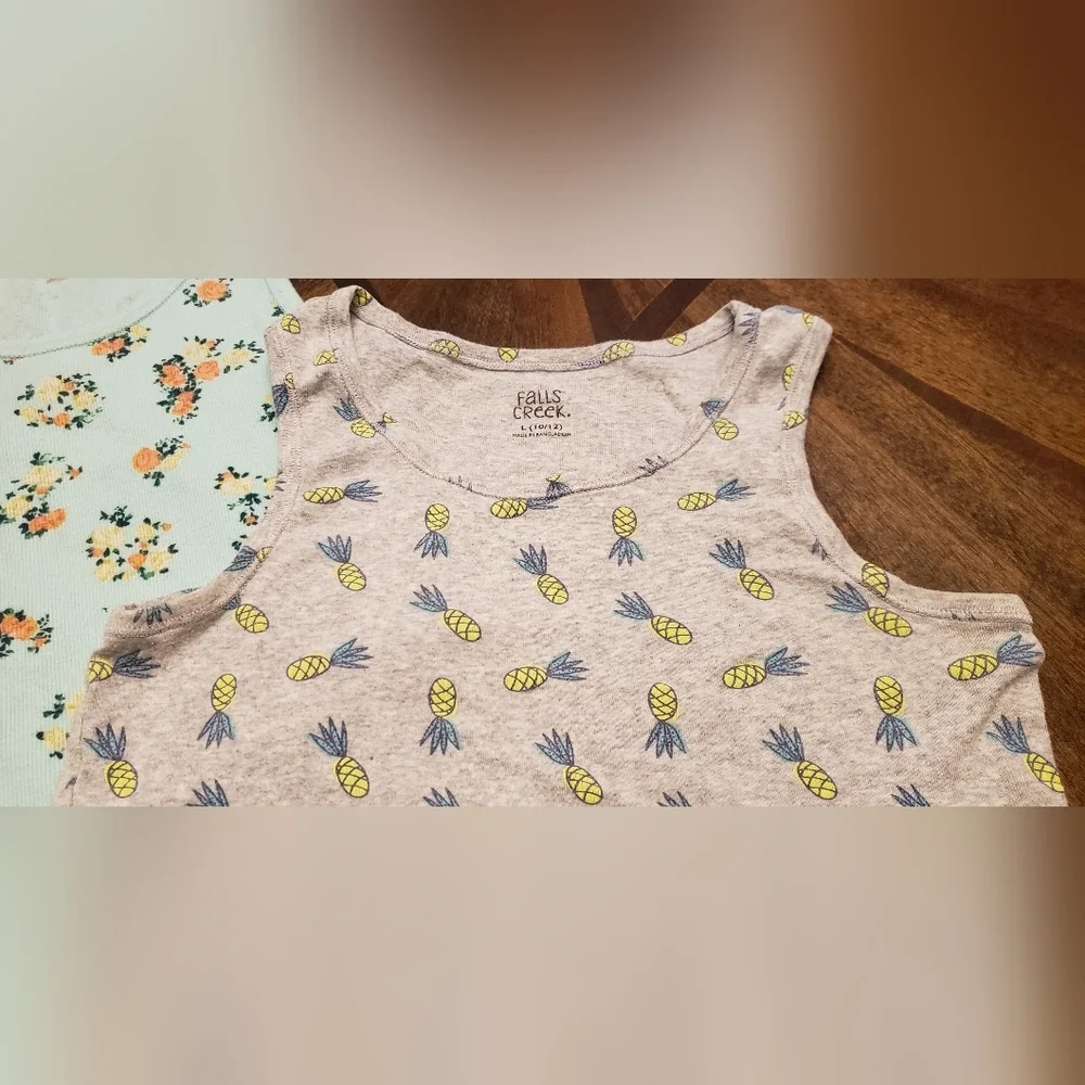 Floral and Pineapple Kids Tank Tops Cherokee And Falls Creek Size 10/12